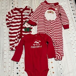 Carter's Festive Red and White Christmas Footies Set